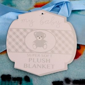 My Baby Plush Blanket Super Soft Blue with Trucks  Planes NWT